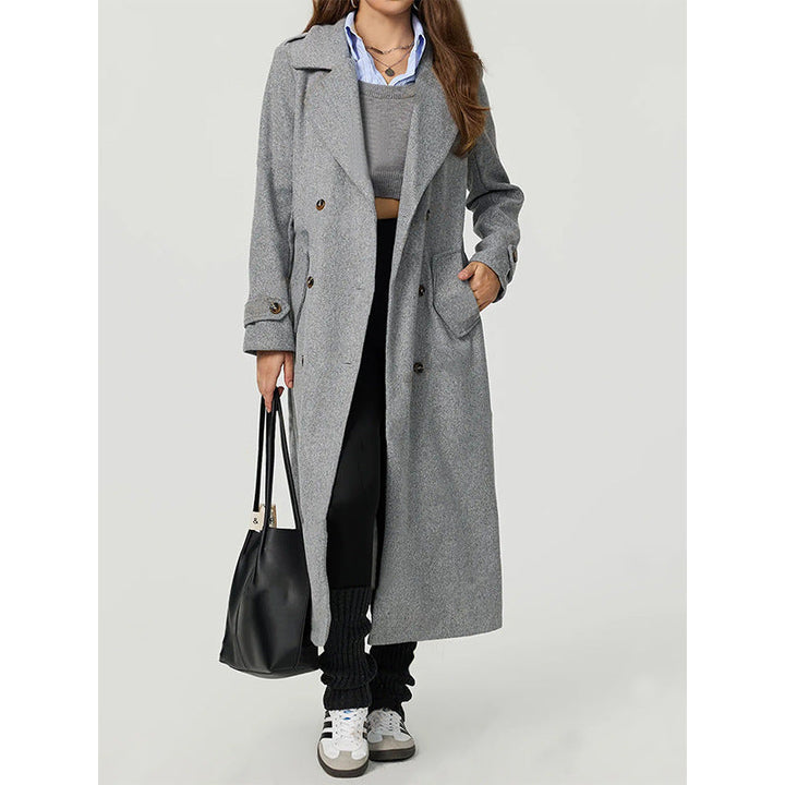 Manteau en laine élégant pour femmes avec double boutonnage et coupe décontractée