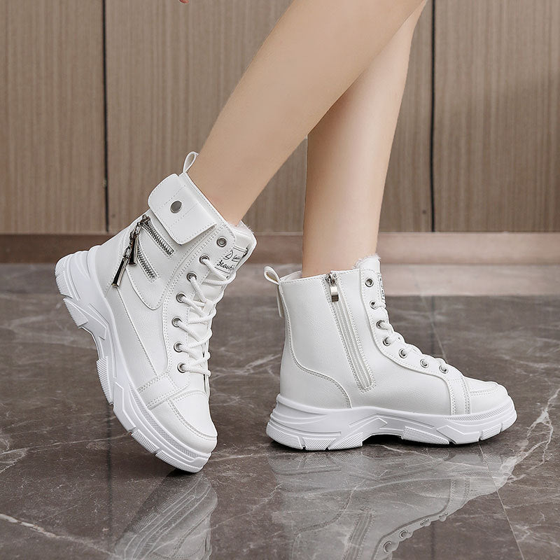 Bottes d'hiver montantes pour femmes avec fermeture éclair tendance et semelle amortissante