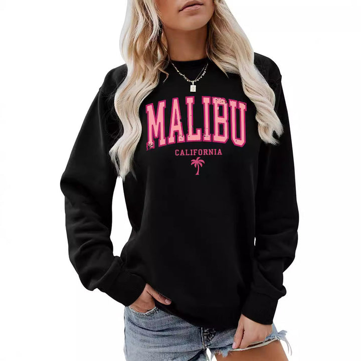 Sweatshirt pour femmes avec inscription Malibu enjouée et coupe décontractée