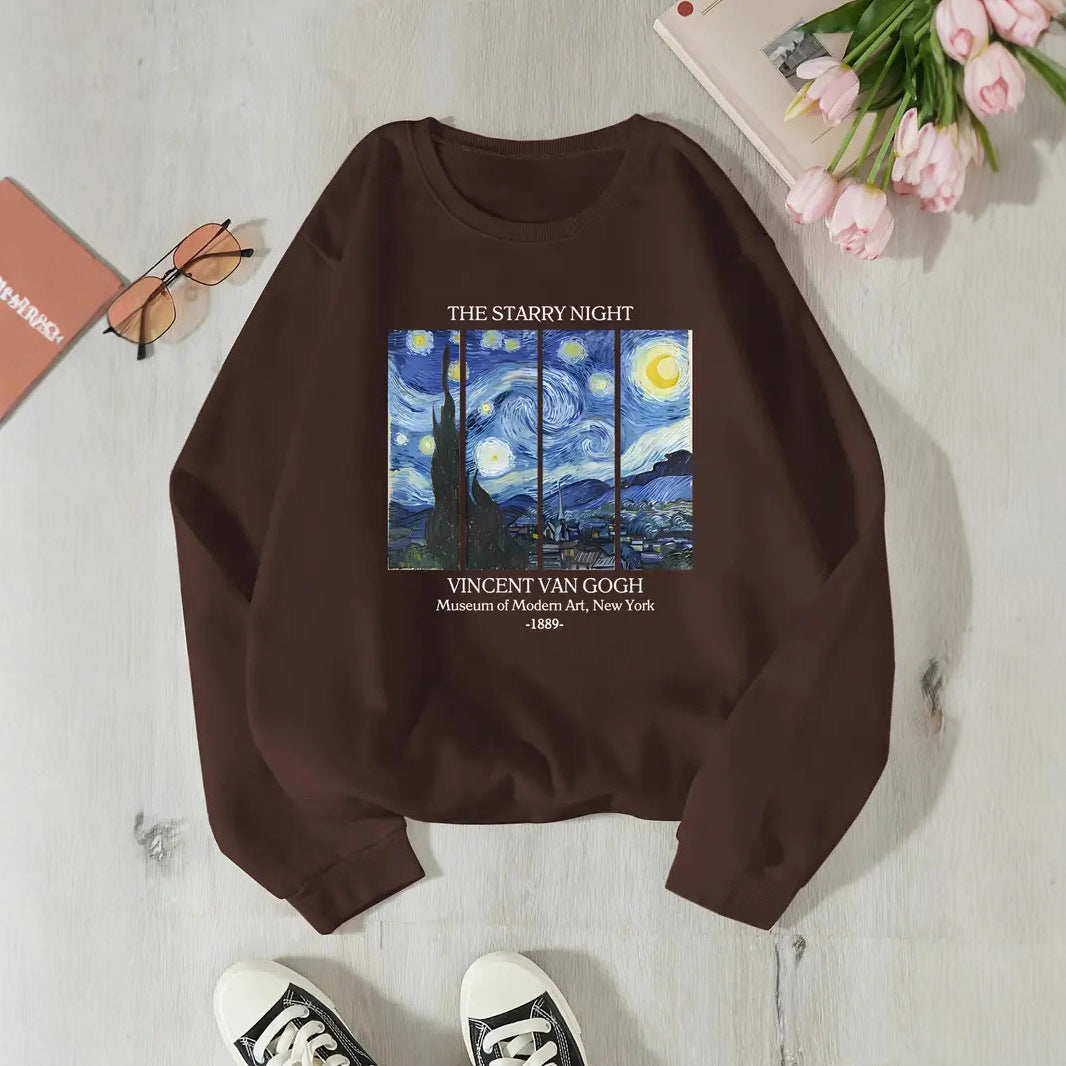 Sweatshirt pour femmes avec un motif artistique classique de Van Gogh