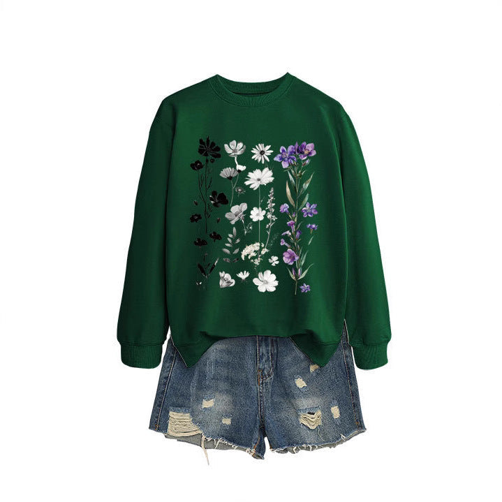 Sweat-shirt pour femmes avec design graphique floral et doublure douce