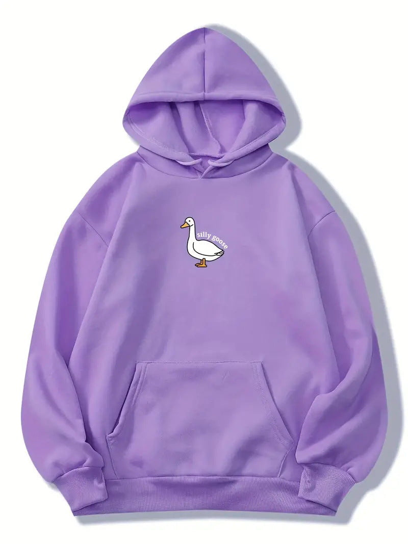 Sweat à capuche pour femmes avec un motif de canard créatif et intérieur en molleton doux