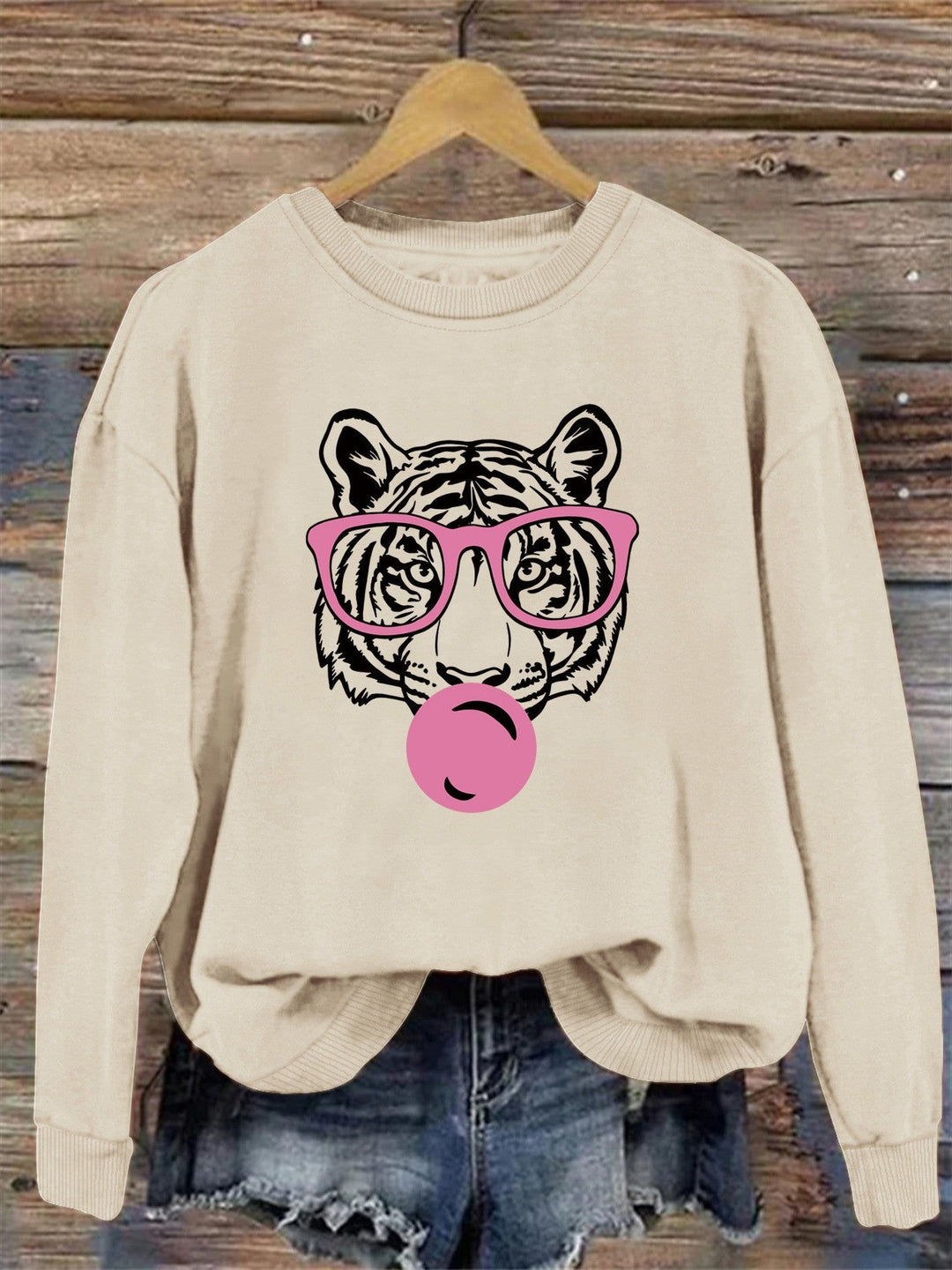 Sweat-shirt pour femmes avec un design créatif de tigre et une coupe décontractée