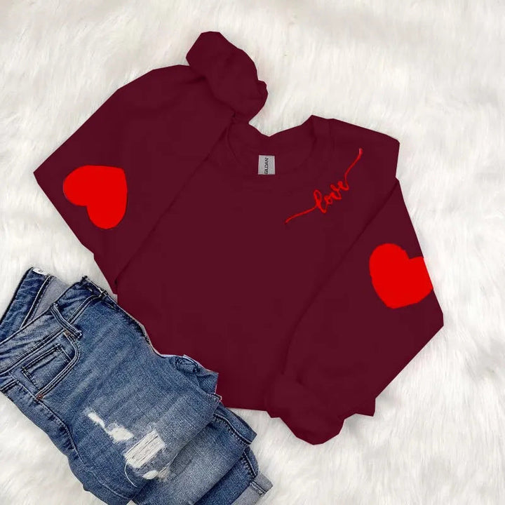 Sweat-shirt pour femmes avec design de cœurs et coupe décontractée