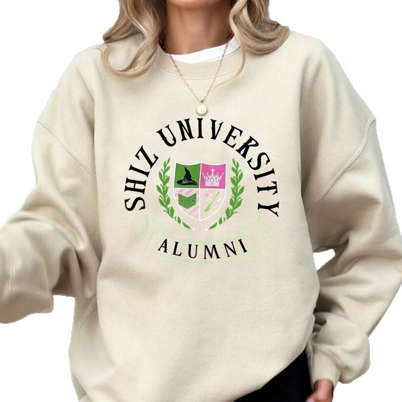 Sweatshirt Oversized Femme avec Emblème Universitaire et Coupe Décontractée