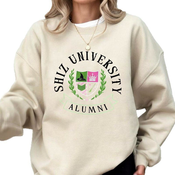 Sweatshirt Oversized Femme avec Emblème Universitaire et Coupe Décontractée
