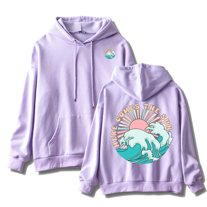 Sweat à capuche pour femmes avec motif de vagues artistiques et impression inspirante