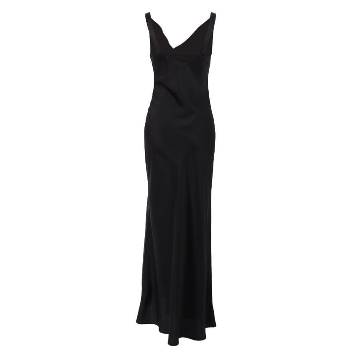 Robe de soirée maxi sans manches noire pour femmes