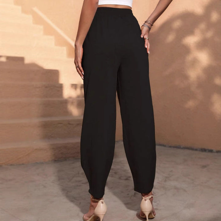 Pantalon en tissu élégant et décontracté pour femmes avec taille élastique