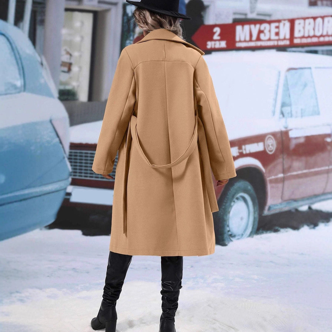 Manteau oversized élégant pour femmes avec double boutonnage et ceinture chic