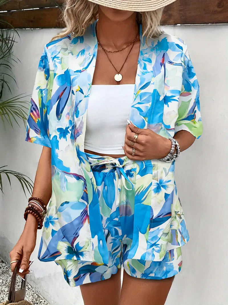 Hana | Ensemble Kimono Femme Short Imprimé Floral Été