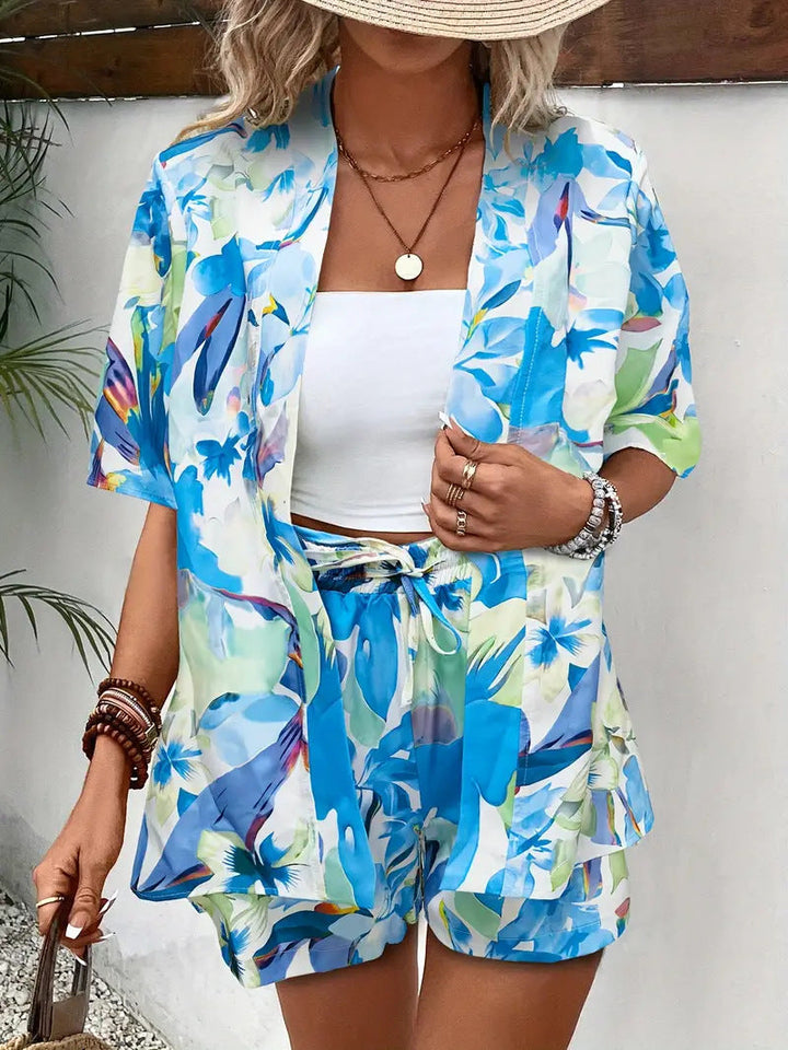 Hana | Ensemble Kimono Femme Short Motif Floral Été