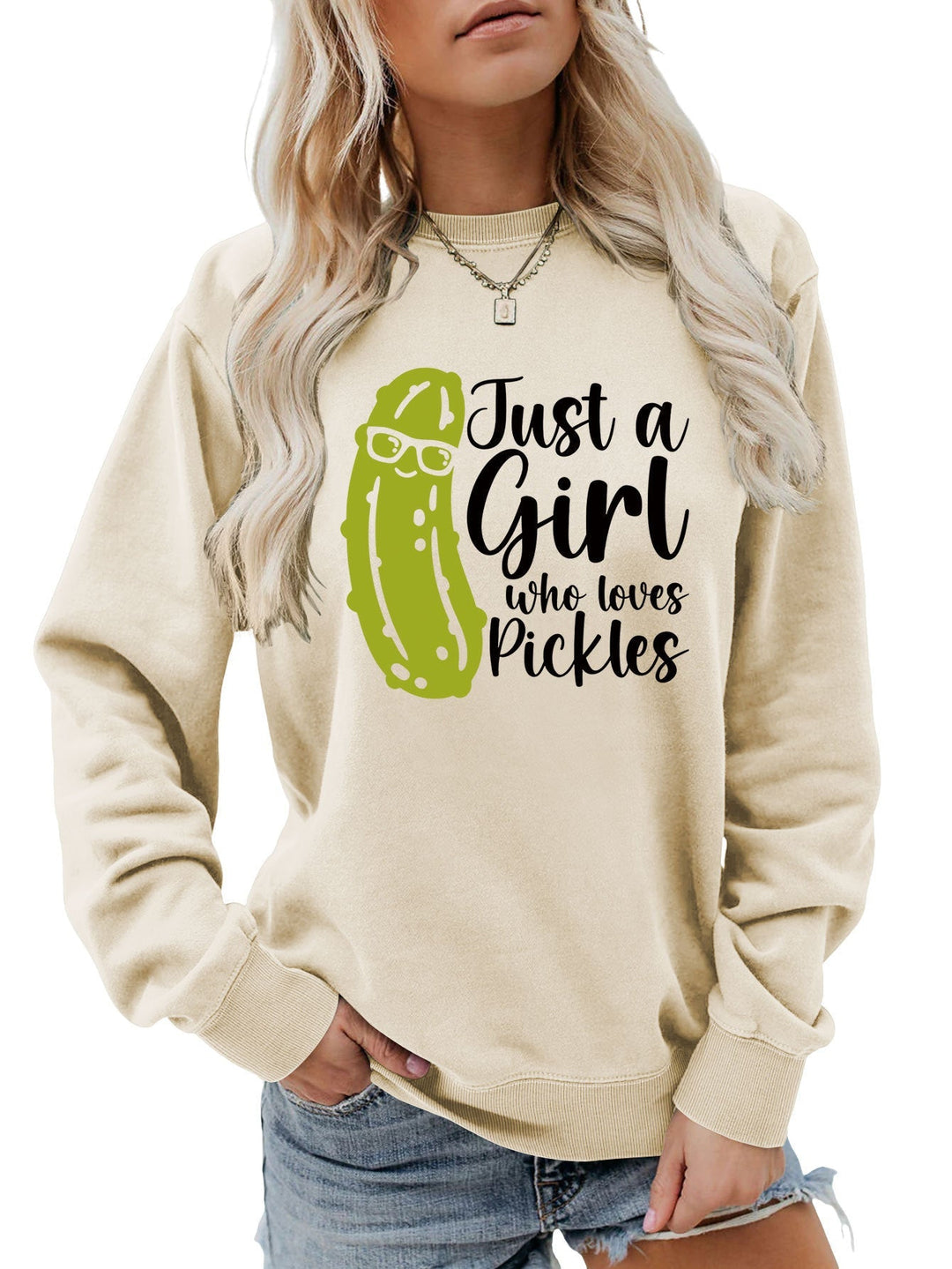 Sweatshirt pour femmes avec un motif de concombre humoristique et une coupe décontractée