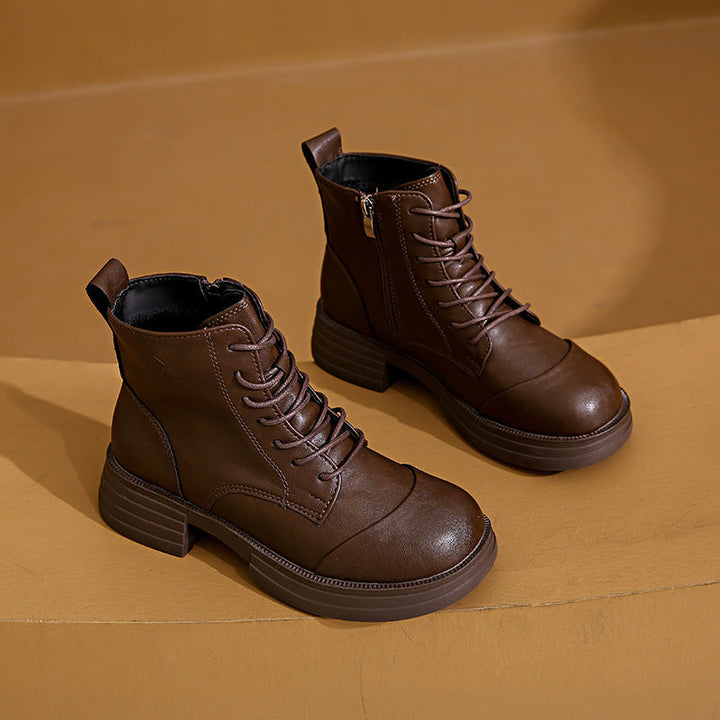 Bottines à lacets stylées pour femmes avec fermeture éclair et profil robuste