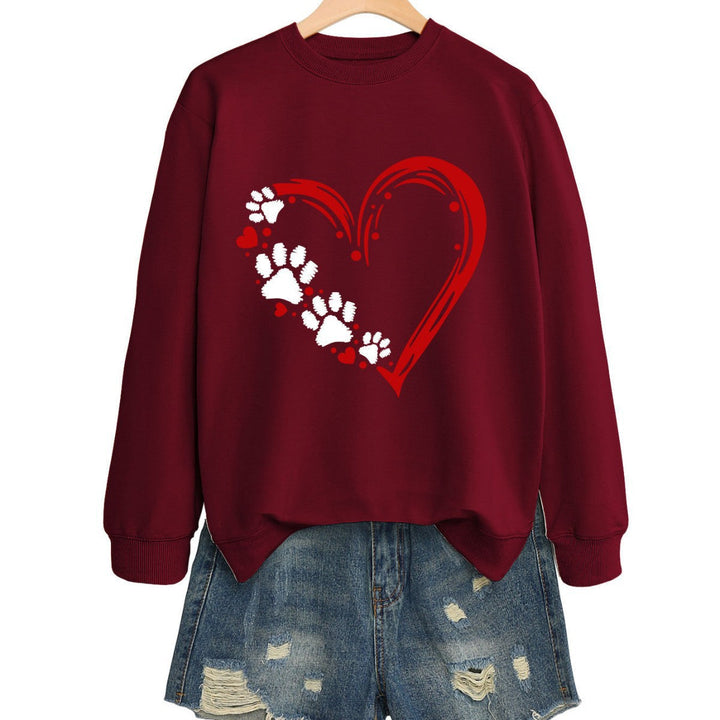 Sweatshirt pour femmes avec design créatif de cœur et de patte