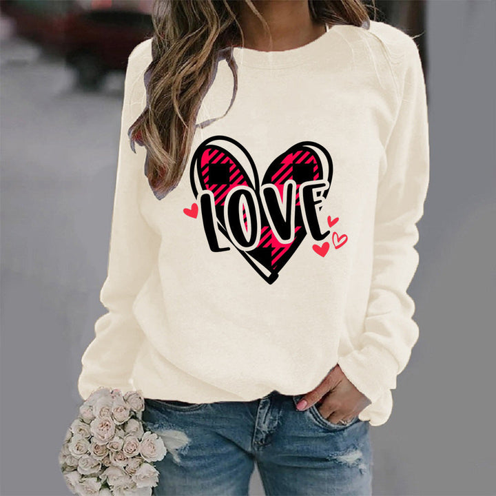 Sweatshirt femme avec design de cœur créatif et coupe décontractée