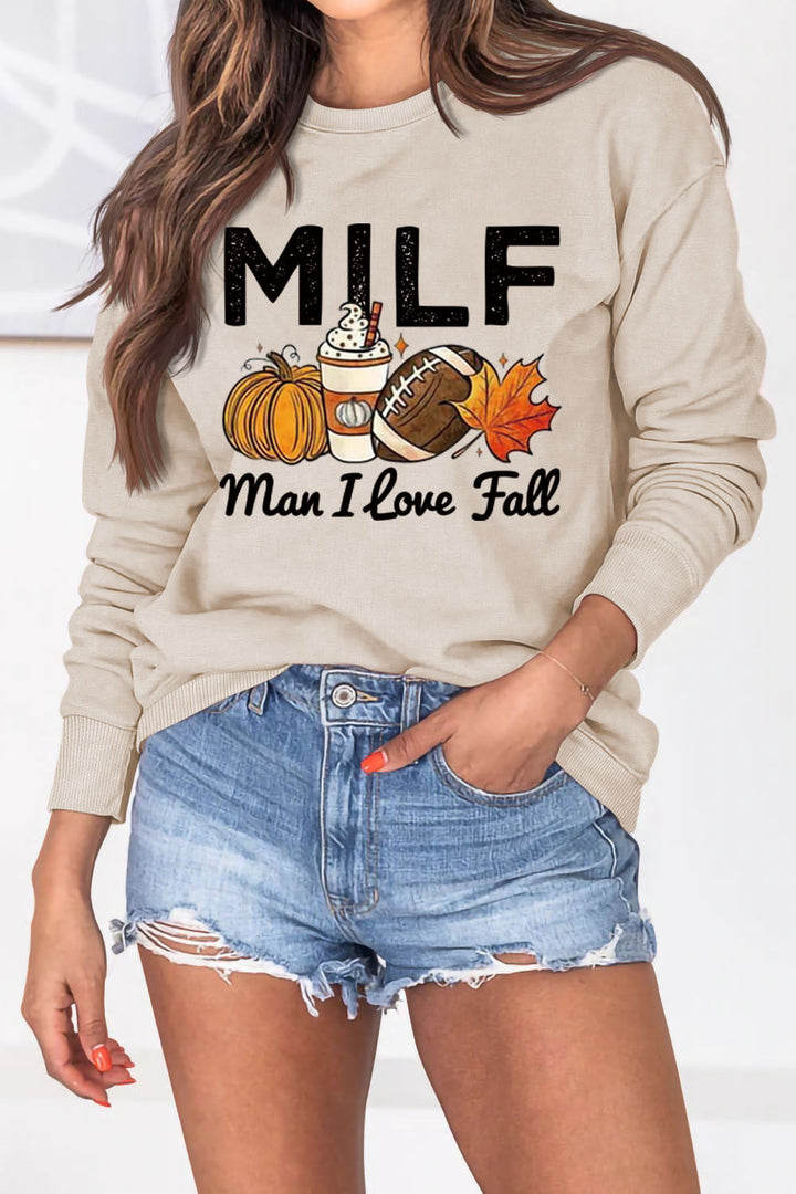 Sweat-shirt pour femmes avec motif automnal et inscription inspirante
