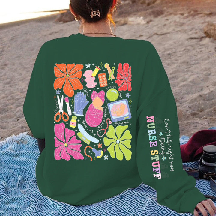 Sweatshirt pour femmes avec design graphique coloré et motif original sur les soins