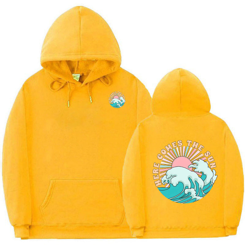 Sweat à capuche pour femmes avec motif de vagues artistiques et impression inspirante