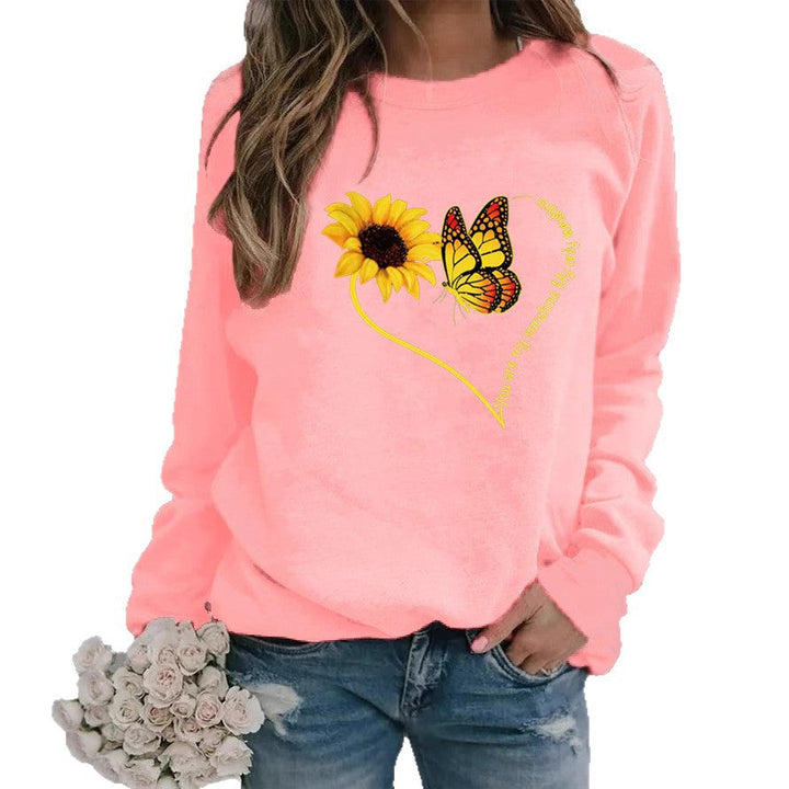 Sweatshirt pour femmes avec motif graphique de papillon et de tournesol