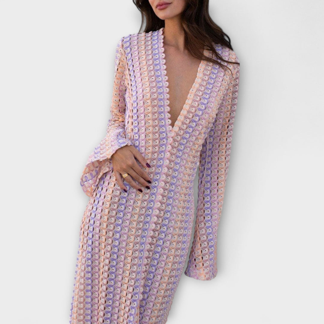Elina – Robe maxi avec décolleté en V et ambiance de vacances