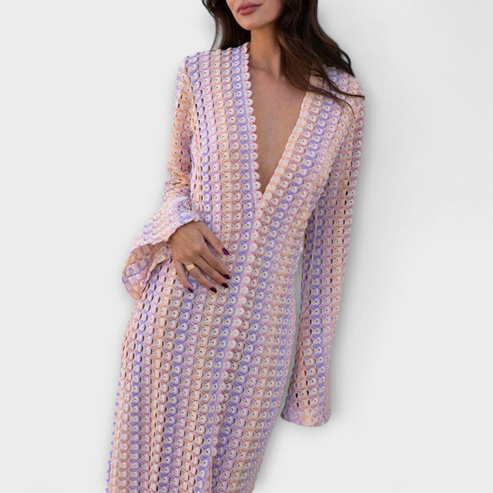 Elina – Robe maxi avec décolleté en V et ambiance de vacances