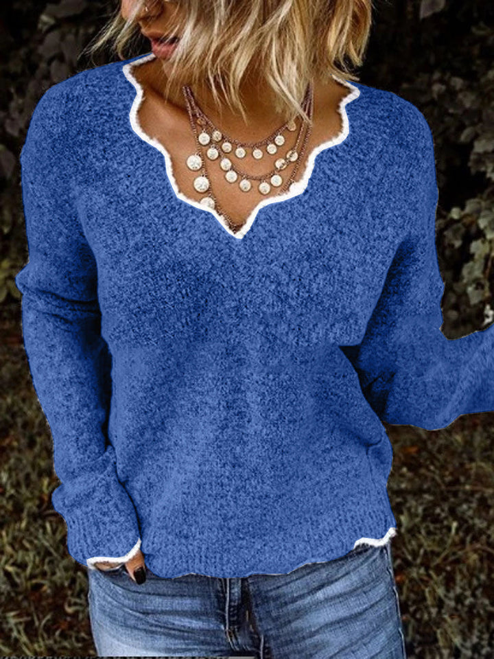 Pull en tricot à col en V pour femmes | Style élégant et confortable