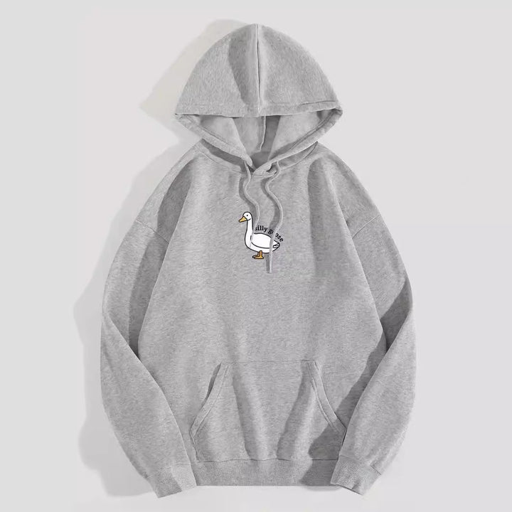 Sweat à capuche pour femmes avec un motif de canard créatif et intérieur en molleton doux