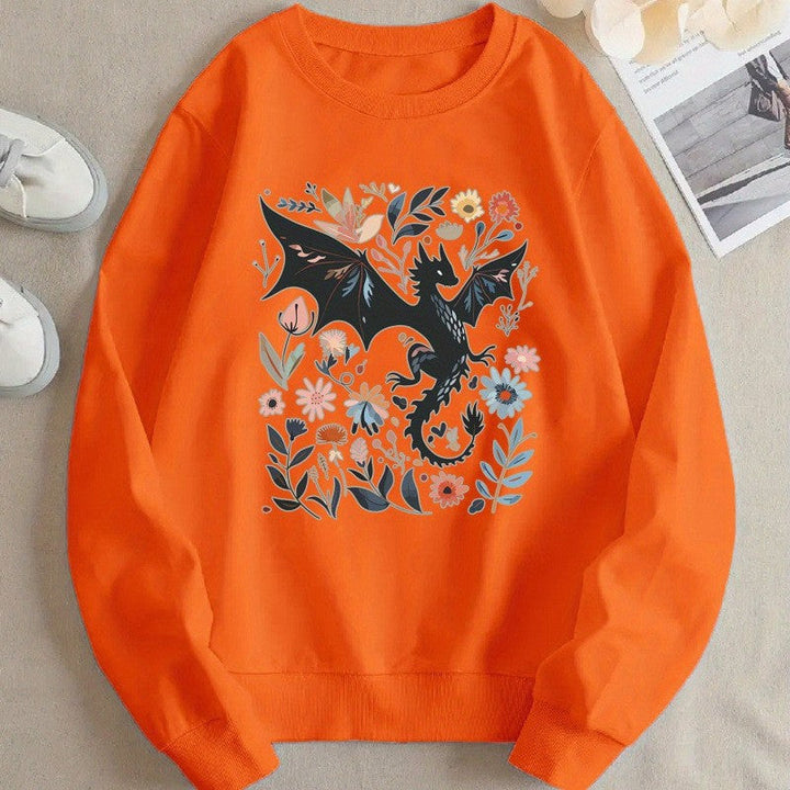 Sweatshirt pour femmes avec un motif détaillé de dragon et de fleurs