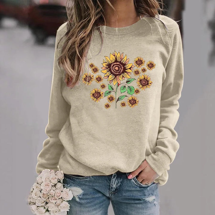 Sweatshirt pour femmes avec motif floral de tournesol et coupe confortable