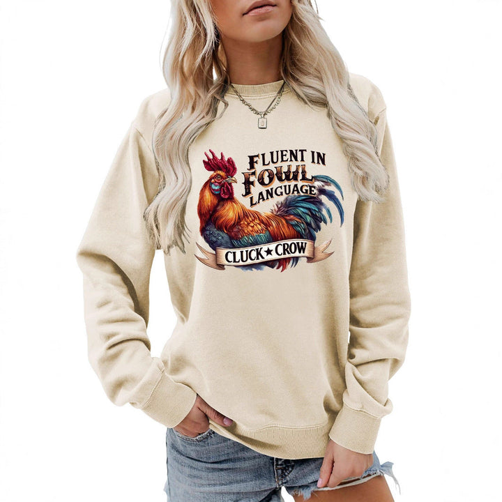 Sweatshirt pour femmes avec un motif humoristique de poulet et une coupe confortable