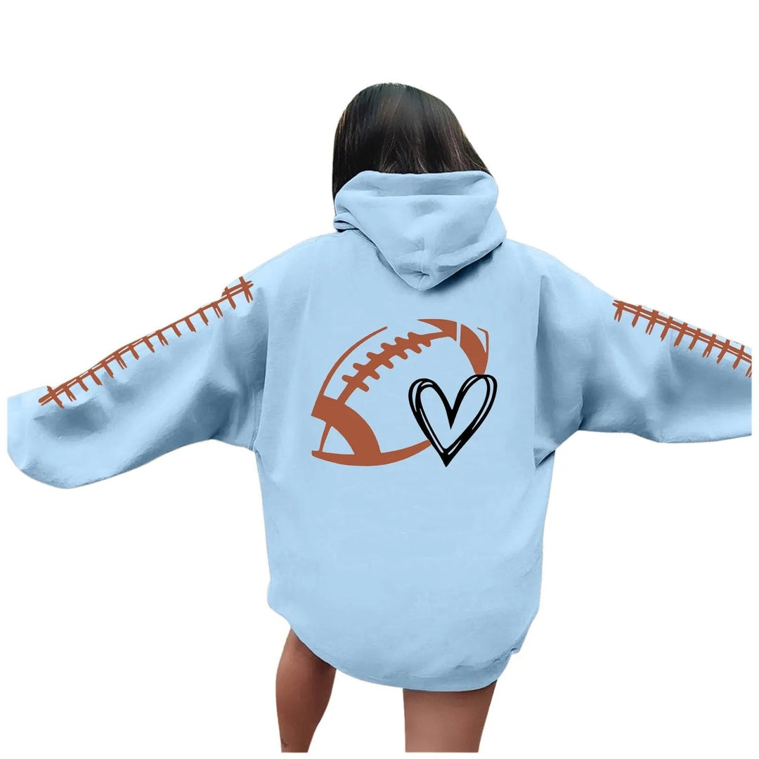 Sweat à capuche pour femmes avec motif football créatif et coupe décontractée