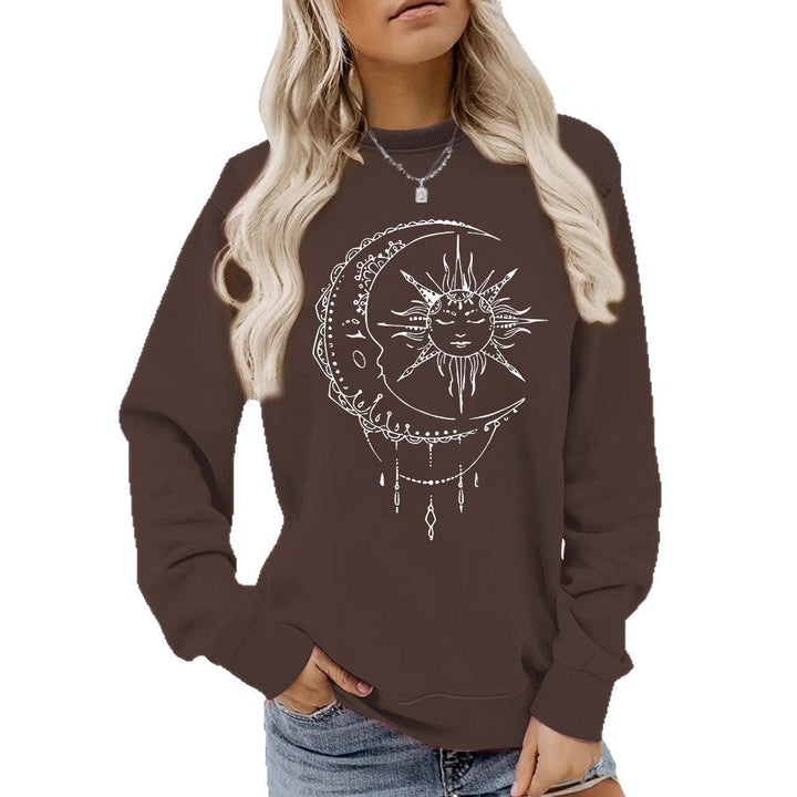Sweat-shirt pour femmes avec motif artistique de soleil et de lune