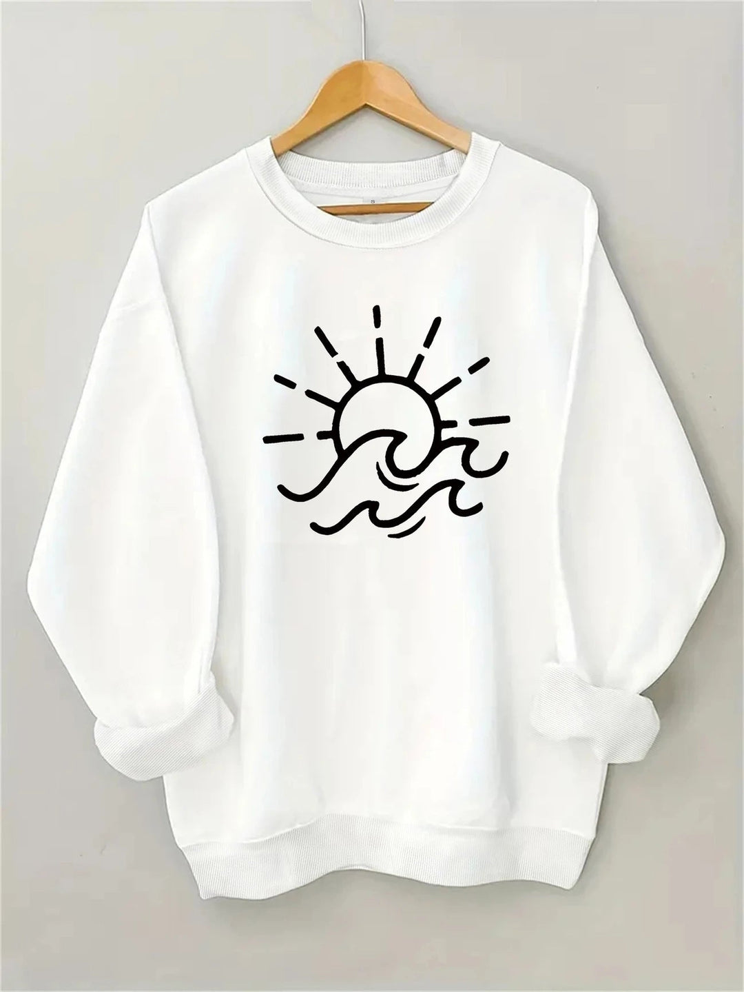 Sweat-shirt pour femmes avec motif créatif de soleil et de vagues
