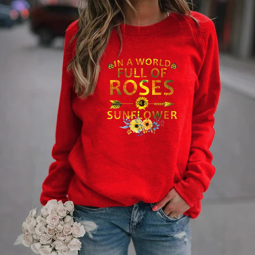 Sweat-shirt pour femmes avec motif inspirant et décoration florale