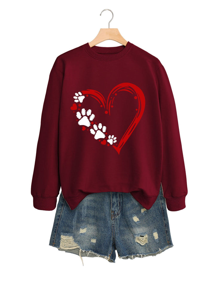 Sweatshirt pour femmes avec design créatif de cœur et de patte