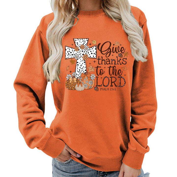 Sweat-shirt pour femmes avec impression créative de croix et design automnal
