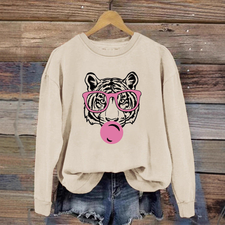 Sweat-shirt pour femmes avec un design créatif de tigre et une coupe décontractée