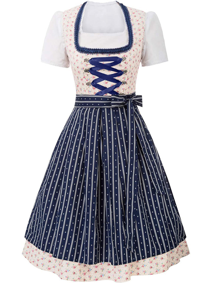 Robe Dirndl Midi Élégante pour Femmes Oktoberfest