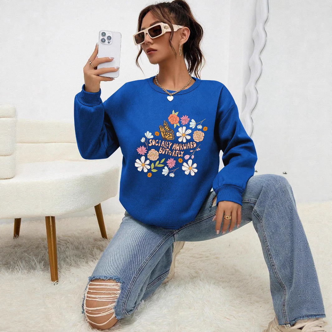 Sweatshirt pour femmes avec design floral créatif et impression inspirante