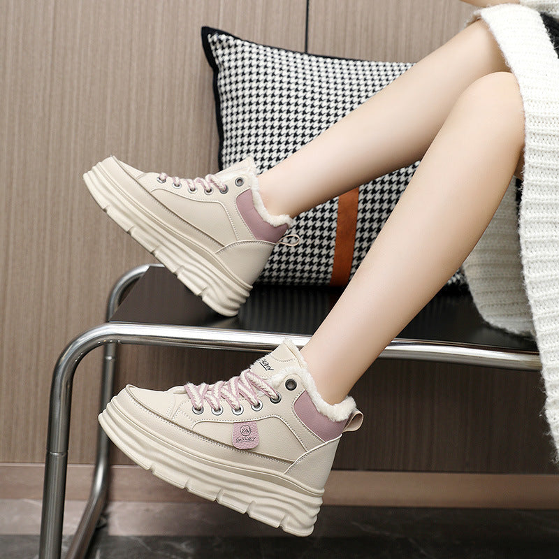 Baskets montantes d'hiver pour femmes avec doublure en fleece luxueux