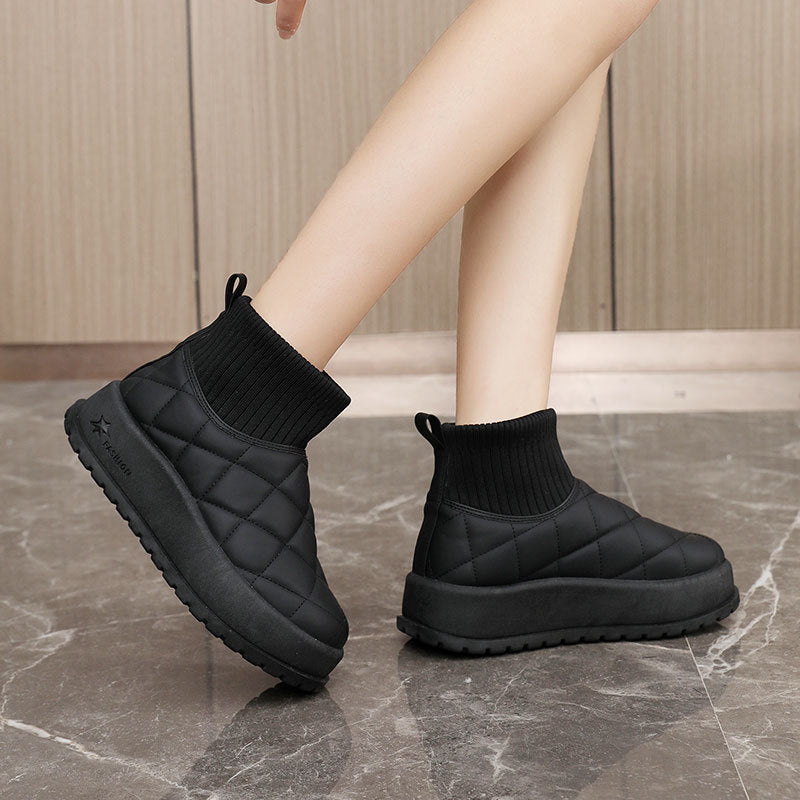 Bottes d'hiver pour femmes avec doublure en polaire isolante et semelle antidérapante