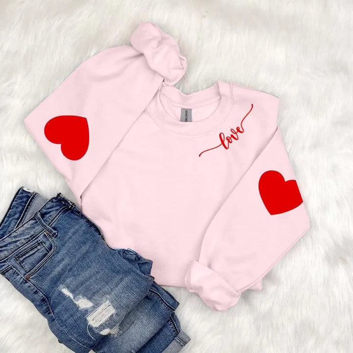 Sweat-shirt pour femmes avec design de cœurs et coupe décontractée