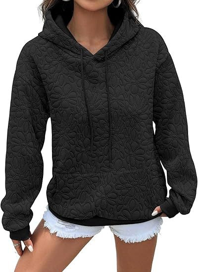 Sweat à capuche pour femmes avec motifs floraux et coupe généreuse