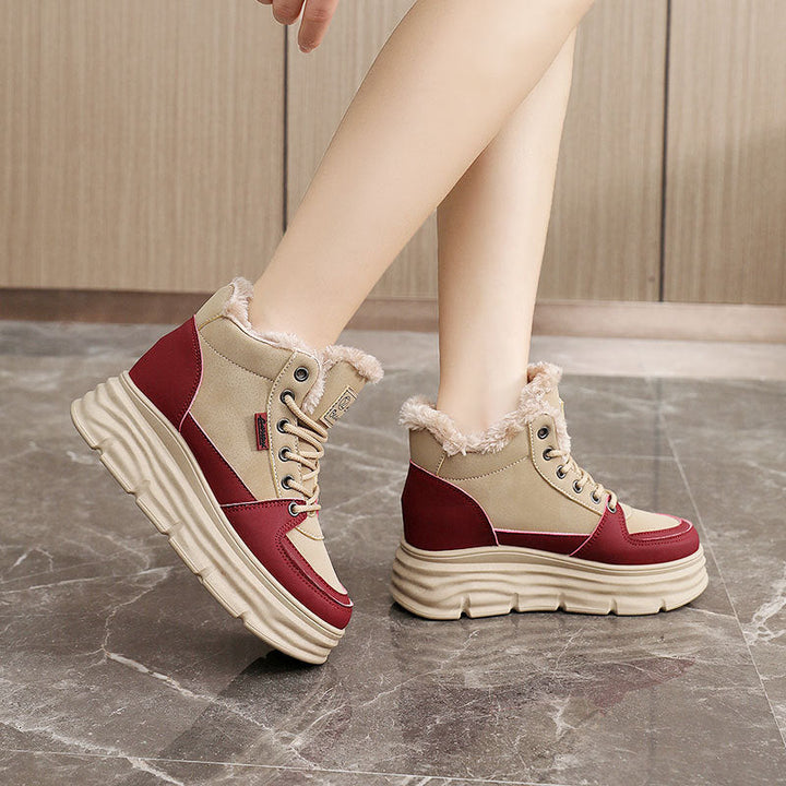 Baskets d'hiver pour femmes avec doublure douce et semelle plateforme tendance