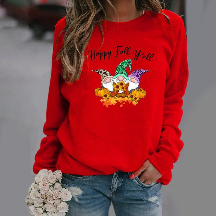 Sweatshirt pour femmes avec motif d'automne et coupe confortable