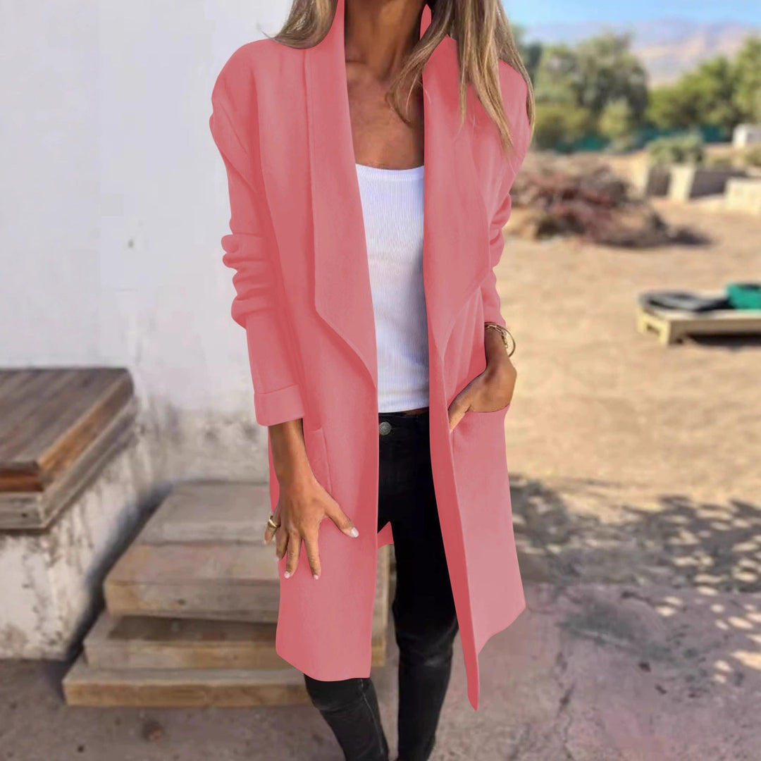 Manteau oversized décontracté pour femmes avec poches et col ouvert