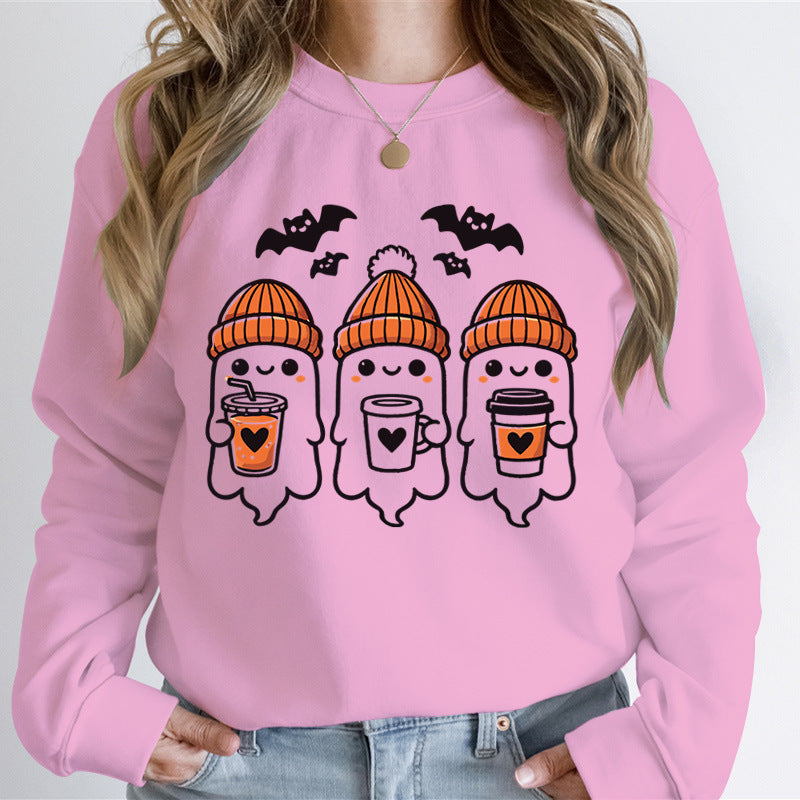 Sweatshirt pour femmes avec un design de fantômes joyeux et une coupe confortable