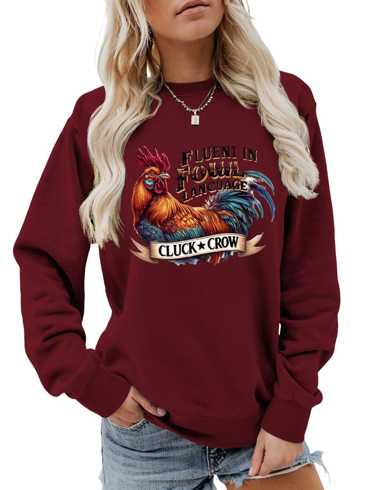 Sweatshirt pour femmes avec un motif humoristique de poulet et une coupe confortable