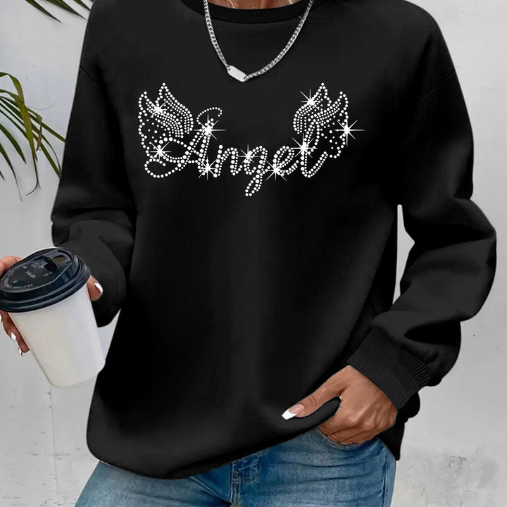 Sweatshirt femme avec impression scintillante et coupe décontractée